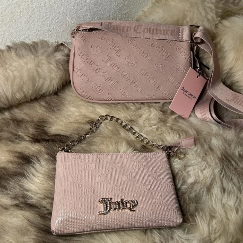 NWT Juicy Couture Pink 2 in 1 Crossbody Bag with Gold Chain - Picture 11 of 11